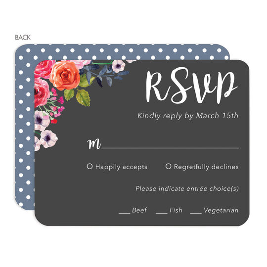 Charcoal Corner Watercolor Roses Response Cards
